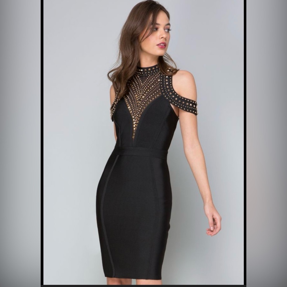 Wow Gold Label Elegant Black Studded Dress size M